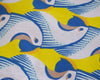 Zoom imprimé original tropical perroquets bleus et jaunes serviette de table zéro déchet