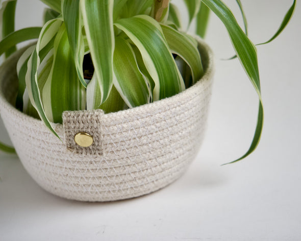 Coupelle cache-pot en cordes de coton fait-main
