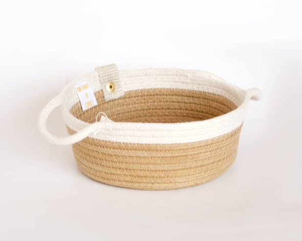 Corbeille panier de rangement beige avec anses