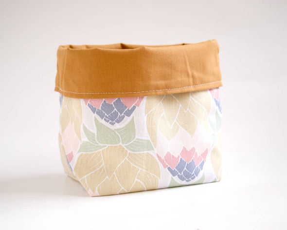 Corbeille déco rangement ronde en tissu coton faite à la main par une couturière Petite Marie Créatrice
