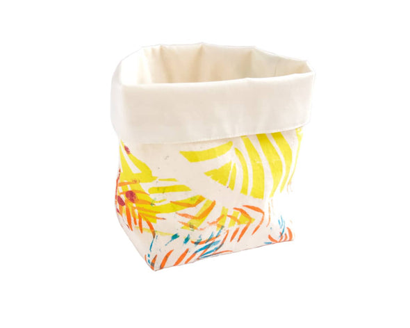 Panier de rangement tissu décoratif fait-main made in France imprimé tropical multicolore Happé