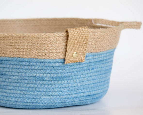 Panier de rangement en jute bleu indigo