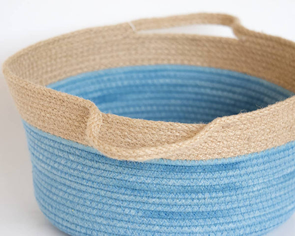 Panier de rangement en jute bleu indigo
