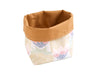 Panier de rangement en tissu fait à la main marron imprimé artichauts colorés pastels pour décoration d'intérieur Petite Marie Créatrice