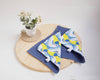 Décoration de table serviettes en tissu réutilisables bleu et jaune perroquets