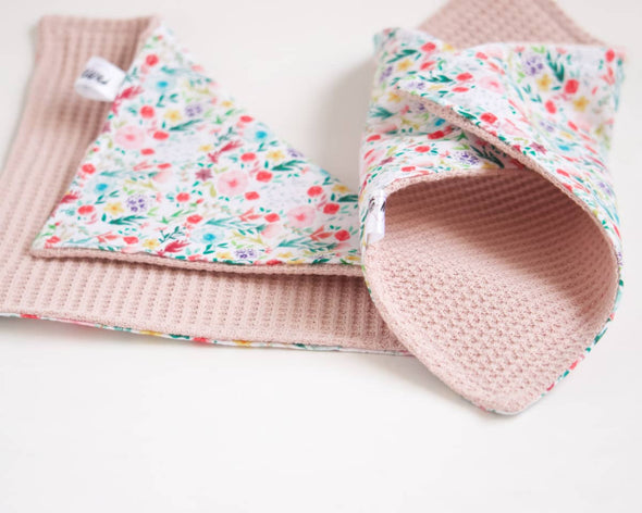 Serviettes de table zéro déchet roses et florales 100% coton 