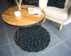 Tapis décoratif salon rond en crochet original vert et noir fait-main réatrice Patate Studio