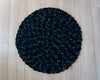 Tapis de sol rond décoration salon chambre ou salle de bain, vert et noir en crochet fait main