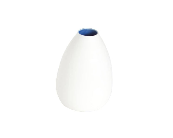 Vase céramique porcelaine soliflore blanc bleu foncé - 13 cm