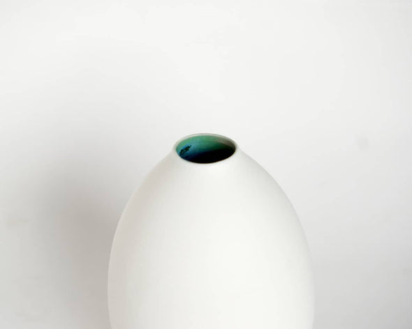 Vase céramique porcelaine soliflore blanc vert - 11 cm