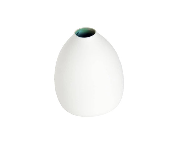 Vase céramique porcelaine soliflore blanc vert - 11 cm