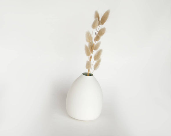 Vase céramique porcelaine soliflore blanc vert - 11 cm