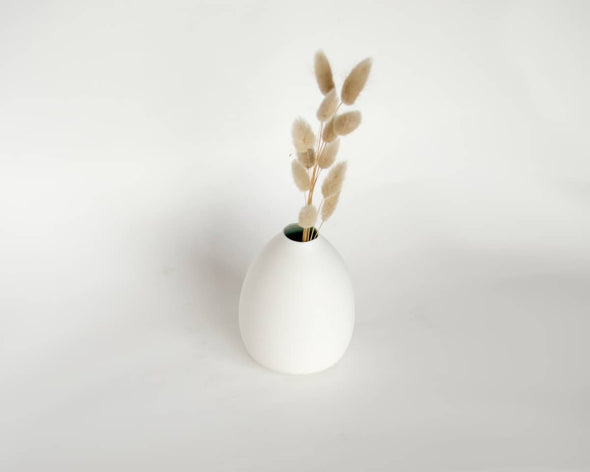 Vase céramique porcelaine soliflore blanc vert - 11 cm