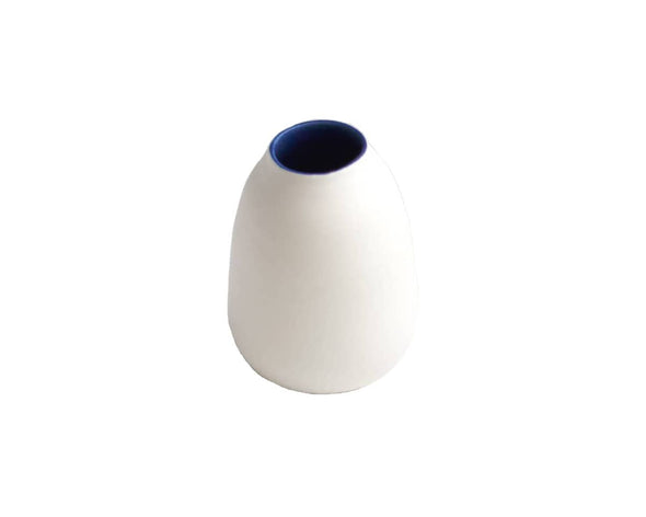 Vase soliflore porcelaine blanc intérieur bleu - 8 cm