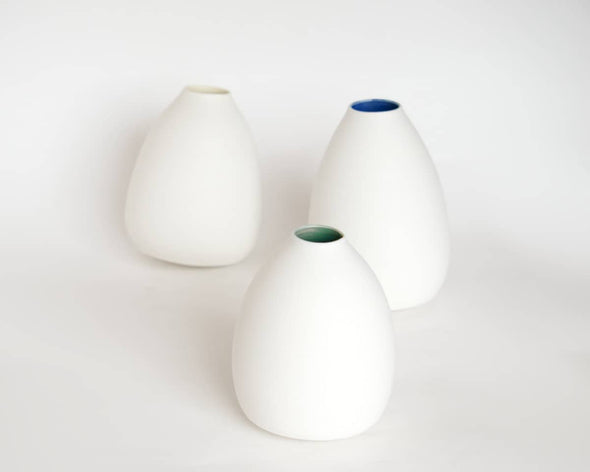 Vase céramique porcelaine soliflore blanc vert - 11 cm