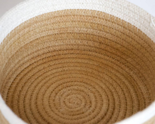 Corbeille panier de rangement beige avec anses