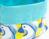 Zoom tissu panière de rangement coton bleu clair imprimé tropical